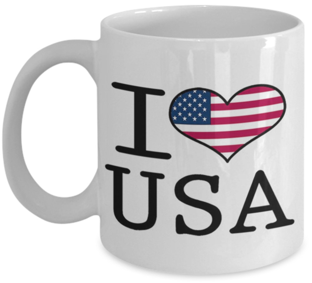 I Love Heart USA United States of America Flag Design Gift Mug