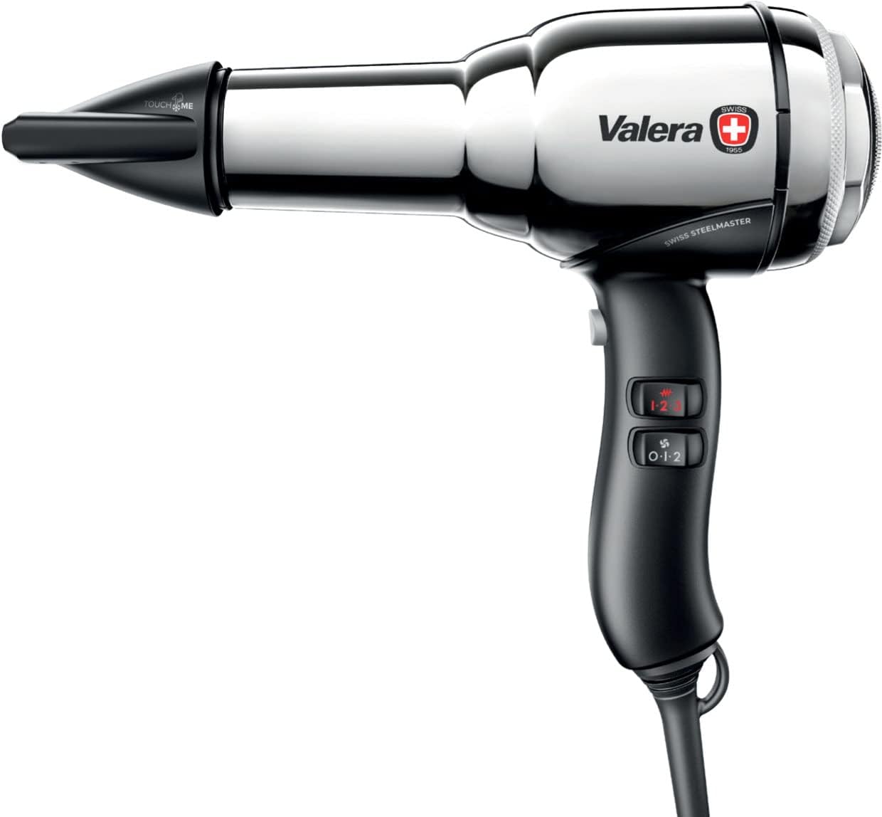 Valera, Swiss Steel Master Professionele haardroger van verchroomd staal, hoogwaardig, licht en krachtig, 3 temperatuurniveaus, ionisator, flexibele kabel, anti-verdraaiing, 2100 W, Swiss Made