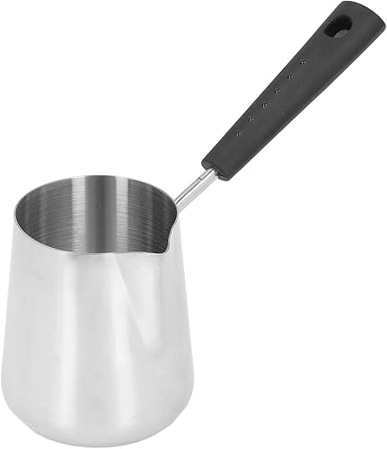 Miniatura 8 de Calentador de leche, cafetera turca de 11.83 onzas, calentador de mantequilla de acero inoxidable con boquilla de vertido, mini olla de fusión de