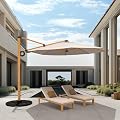Grand patio 10FT Patio Umbrella, Aluminum Cantilever Umbrella with Round Canopy, Outdoor Offset Umbrella for Patio, Garden, Deck, Champagne