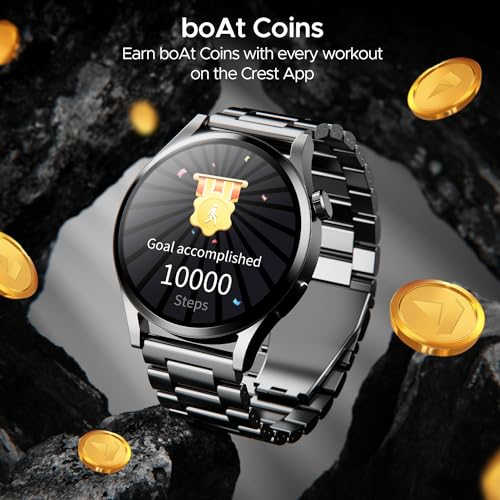 boAt Lunar Embrace w/Vibrant 1.51" (3.8 cm) AMOLED Display,Premium Metal Design, Functional Crown, 100+ Sports Mode, Animated Watch Faces, Built-in Games, Smart Watch for Men & Women(Steel Black) boAt Lunar Embrace w/Vibrant 1.51" (3.8 cm) AMOLED Display,Premium Metal Design, Functional Crown, 100+ Sports Mode, Animated Watch Faces, Built-in Games, Smart Watch for Men & Women(Steel Black)