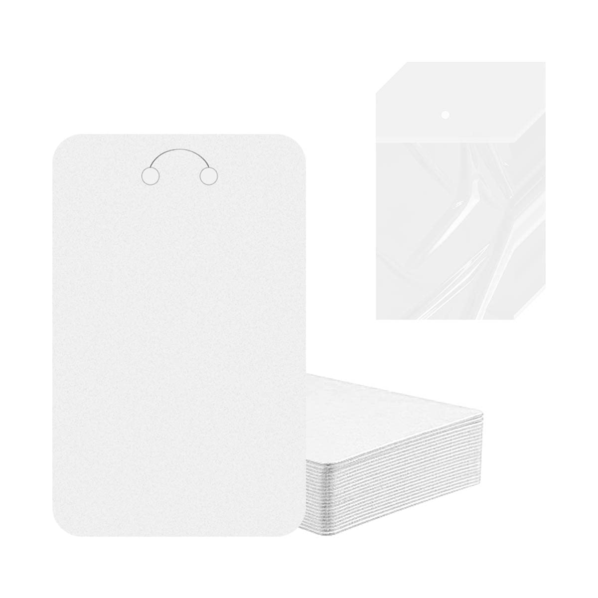 Jagowa White 100Pcs Keychain Display Card Jewelry Necklace Earrings Display Cards Self-Adhesive Sealing Bags Keychain Packaging Supplies,