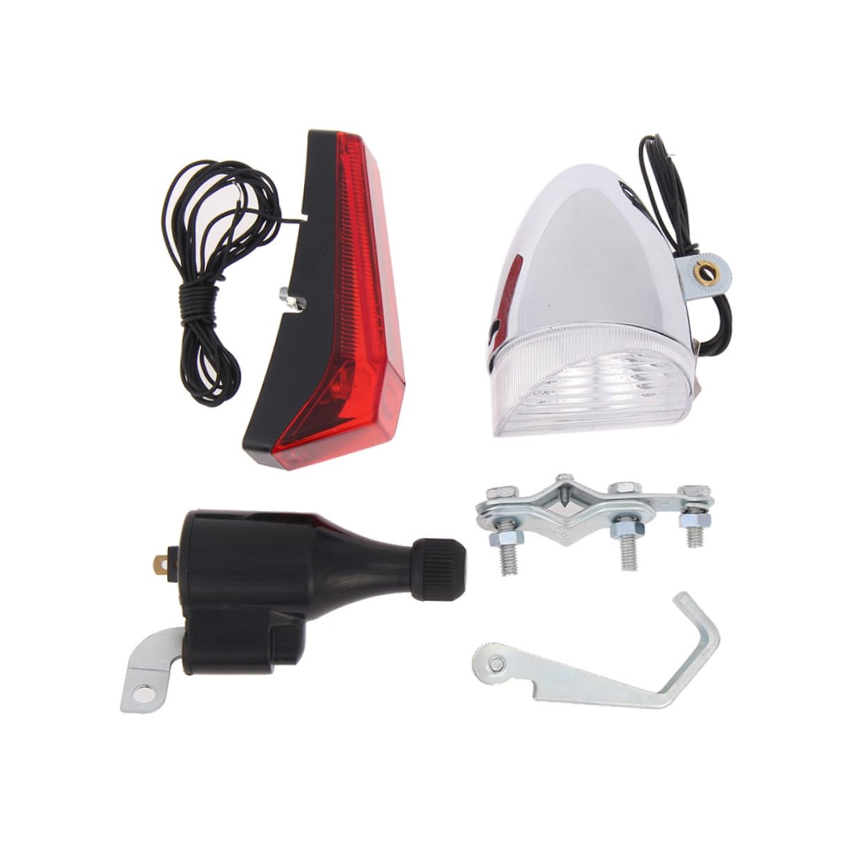 Yardwe Rechargeable Bike Lights Friction Dynamo Headlight Rear Light Charging High Visibility for Mountain Biking Easy Installation with Complete Wiring Included