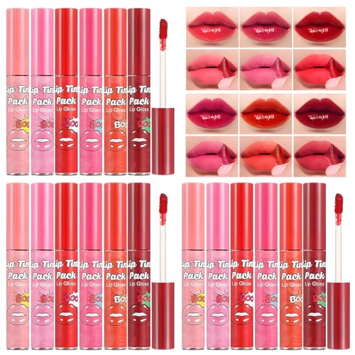 18 varillas Peel Off Lip Stain Set 6 Colores Pintalabios para pelar, brillo de labios resistente al agua de larga duración con alta reproducción cromática Liptint lápiz labial pelable para mujeres