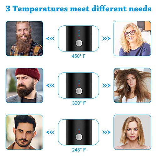 Beard Straightener, 2 in 1 Beard Straightener for Men, Anti-Scald Hair Style & Beard Straightener Brush, Portable Beard Straightener Comb with 3 Temperatures & Quick Electric Heated - Thumbnail 5