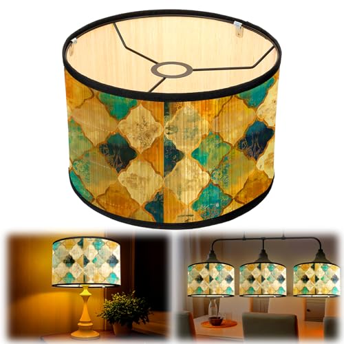 agctrler Wandleuchten Dekorative Lampenschirme 70er Jahre, Bambus Lampenschirm Stehlampe, Hängelampe Tischlampe, E27 Lampenschirm Vintage, Lampenschirme Hängelampen Gross (A)