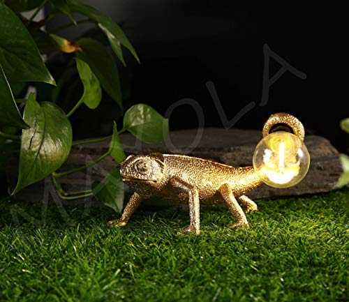 Image of MAYOLA Modern Chameleon Table Lamp,Desk lamp,Night Light,Wall Lamp, Resin Chameleon Lighting Fixture for Living Room, Bedroom, Office,Kids(Table Lamp, B-Gold)