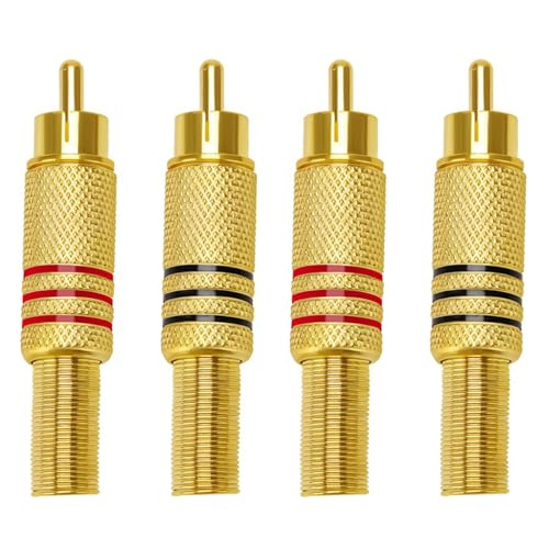 SpinaAudio RCA, ConnettoreMaschio, Connettore RCA per Audio/Video, Senza Saldatura, per Multimedia e CCTV, 4 Pezzi