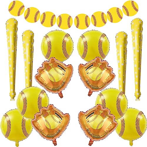 Softball Party Decoration 17pcs Softball Banner Paper Garland Glove Balloons Balloons Bat Balloons for Sports Theme Supplies Gender Reveal Baby Shower Decoration Boys Girls Birthdays Party Supplies