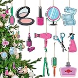 Vercraft 24 Pcs Hairdresser Ornaments Christmas Tree Hair Salon Decorations Gifts Wooden Hairstylist Makeup Decorative Hanging Ornaments for Hair Salon Home Christmas Decor(Women)