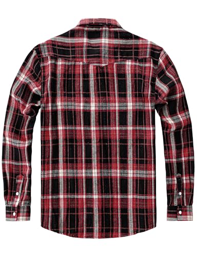 JOGAL Mens Western Pearl Snap Shirts Plaid Lightweight Flannel Shirt Long Sleeve Work Shirts for Men2