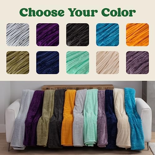 GREEN ORANGE Fleece Blanket Twin Size  60x80, Lightweight, Black and White  Soft, Plush, Fluffy, Warm, Cozy  Perfect Throw for Couch, Bed, Sofa