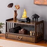 RYTM Meditation Table Altar with Storage, 3-Tier Small Puja Table, Buddha Shrine for Prayers, Divination, Worship or Bamboo Furniture for Displaying Jars, Plants and Books (Size : Small)