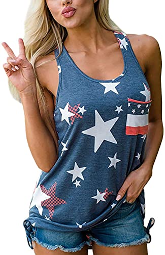 Zarmfly Womens American Flag Tank Tops 4Th Of July Loose Sleeveless Stars Stripes Patriotic T Shirt American Star1-4111-M #TOP2
