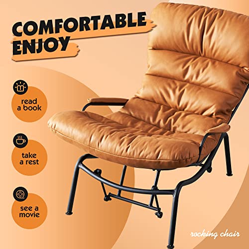 Ovios Living Room Accent Chair With Ottoman,Mid Century Modern Rocking Chair,Recliner Chair With Ottoman,Chaise Lounge Chairs For Home Office Study,Armchair For Small Spaces (Light Brown) #TOP4