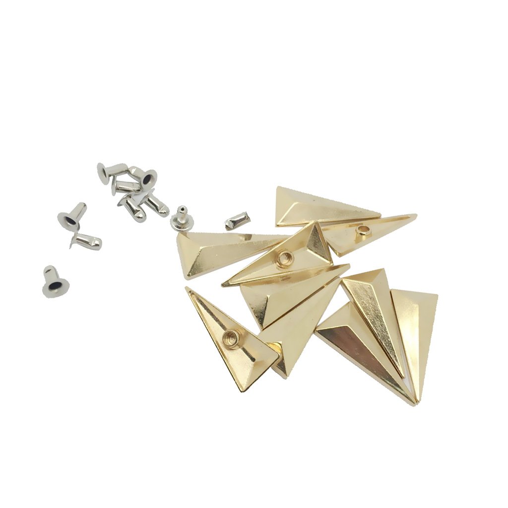 Segolike 10 Set 13*28mm Gold Punk Pyramid Triangle Rapid Rivet Stud Screwback for Leathercraft Belt Decor-image-39