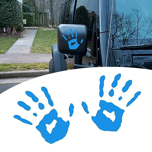 Image of gunhunt 2 Pcs Wave Stickers, Automobile Wave Activity Auto Waving Hand Stickers, Car Decoration for Rearview Mirror Left Right, Compatible with Most Car Models Mirror Decorative Sticker (Blue)