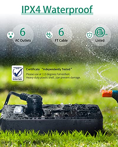 Outdoor Power Strip Weatherproof With 3 Usb Ports, Outdoor Surge Protector Waterproof 6 Outlets 6 Ft Extension Cord, Overload Protection, Mountable For Bathroom Kitchen Patio Cruise Ship #TOP1