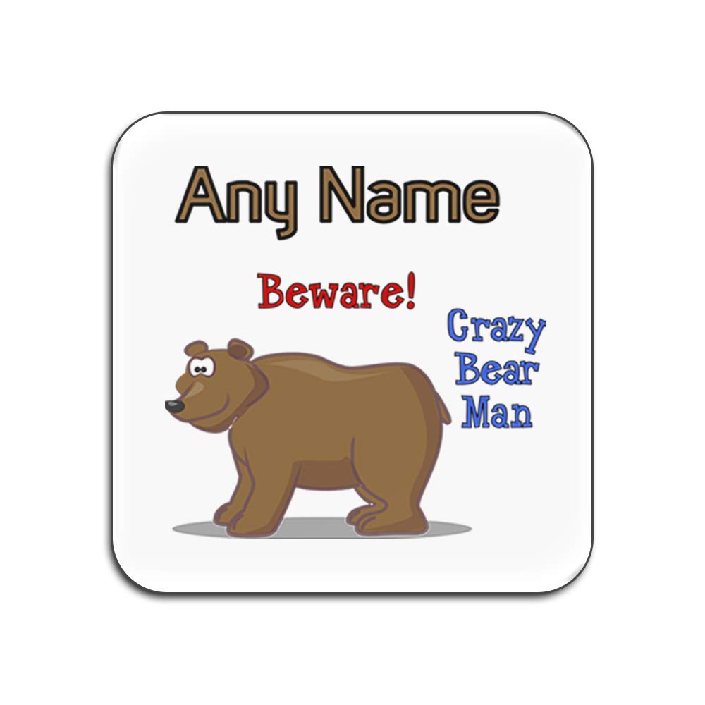 Sous-verres Crazy Bear Man pour apéritif convivial, lot de 4 dessous de verre carrés