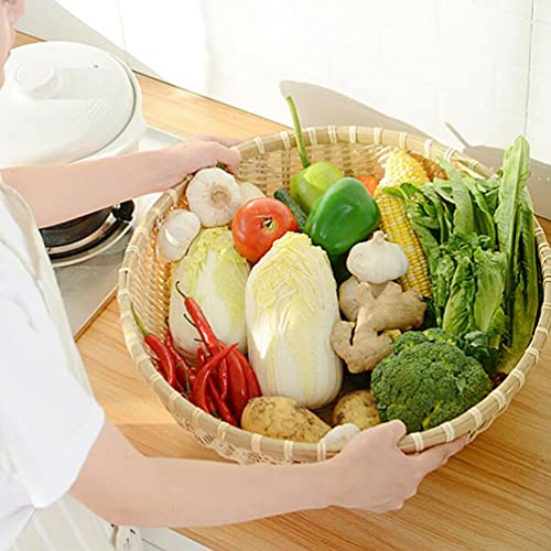 Cabilock Cesta de vime de bambu, 25 cm, redonda, frutas, pão, lanche, comida, para servir, salgueiro