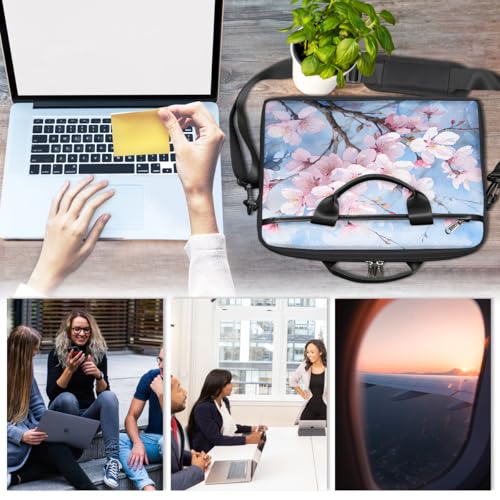 Maletín para laptop 15 pulgadas con diseño de árbol de cerezo miniatura 6