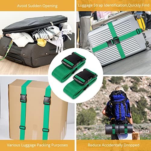 DoGeek Luggage Straps-2 Pack Adjustable Suitcase Straps Travel Packing Belt (2 Pcs, Green)