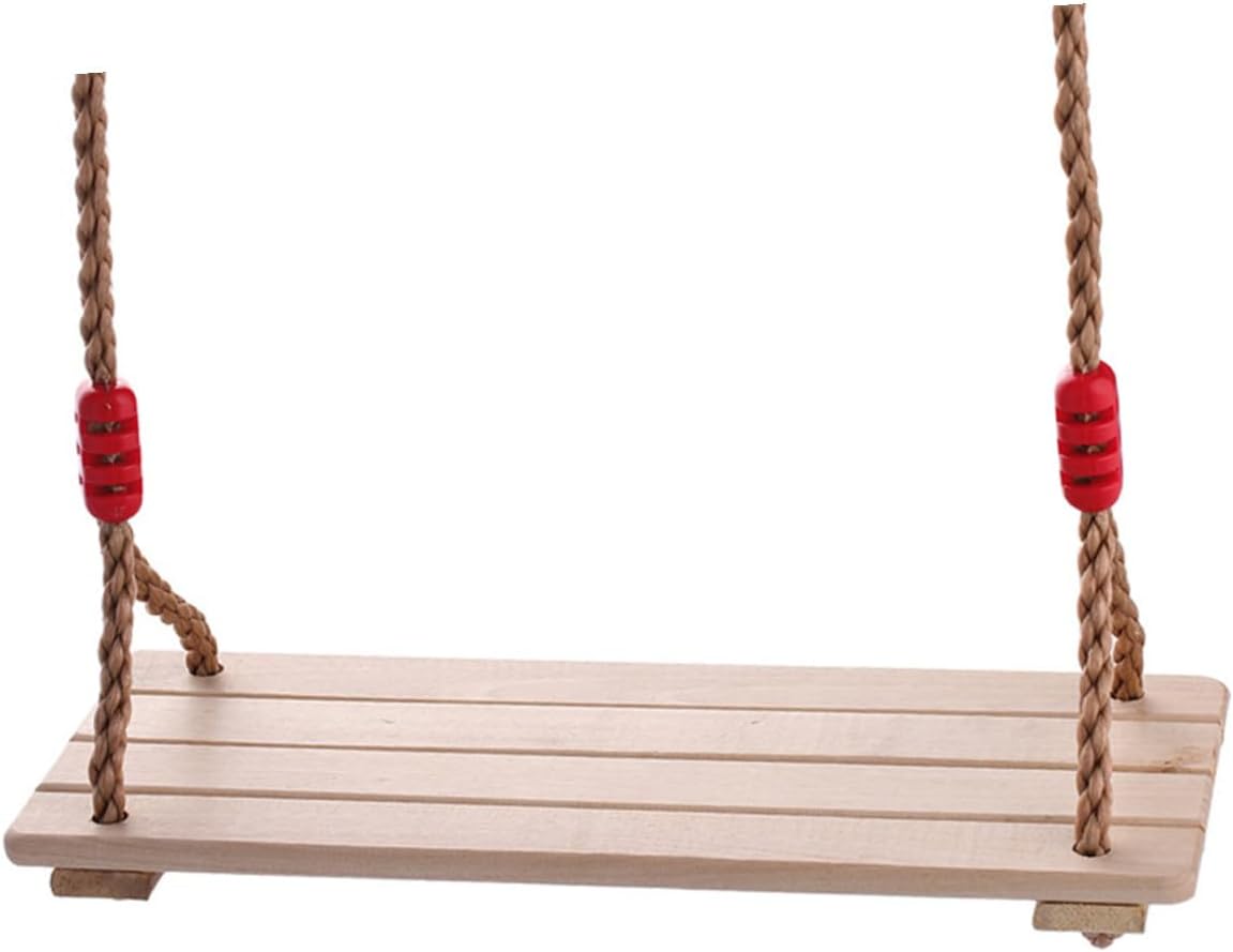 GALPADA Wooden Swing Set for Kids Adults Indoor Outdoor Hanging Swing Hemp Rope Sturdy 1 Set for Backyard Fun