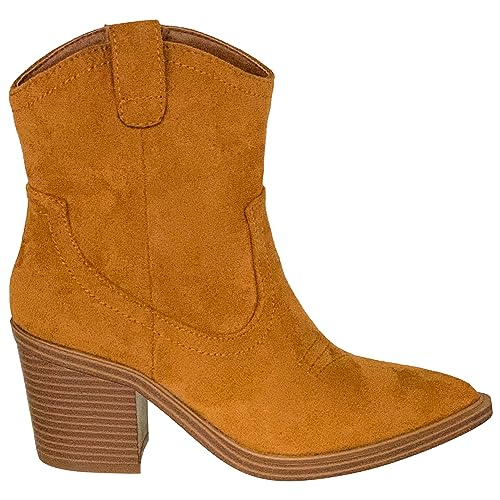 Women's Western Ankle Booties Stitched Cowboy Shoe Toe Side Zipper Closure3