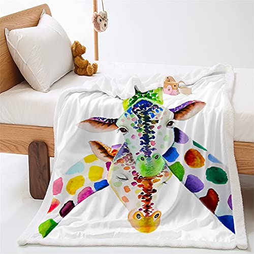 Himlaya 3D Giraffen-Druck Wohndecke Tagesdecke Decke Fleecedecke Polyester Weich Wärme Gemütlich Bettüberwurf Erhältlich Dicke Sofadecke Deckeldecke (Mehrfarbig,120x90cm)