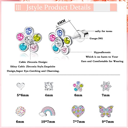 Jstyle JT-J-E0205-BLUE 8 Pairs Surgical Stainless Steel Hypoallergenic Stud Earrings thumb #1