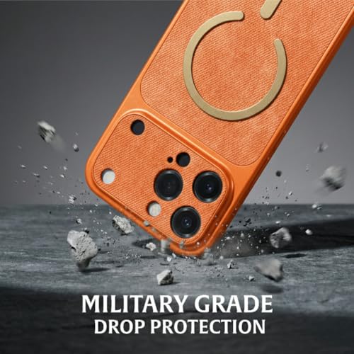 Image of amazon basics Converter Case for iPhone 15 Pro | Premium Protective Mag-Safe Cover | iPhone 17 Pro Series Style Design | in Built Camera Guard | Wireless Charging Compatible - Orange