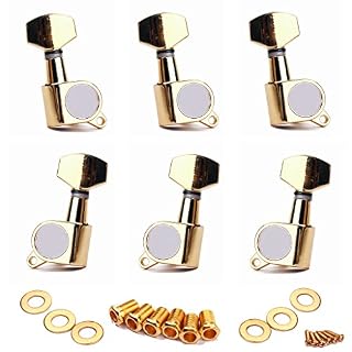 Alnicov Lot de 6 mécaniques de guitare (3 L + 3 R) pour guitare électrique, folk ou acoustique de style LP SG – Doré - Les Beatles, Paul McCartney, John Lennon, RIngo Starr, George Harrison
