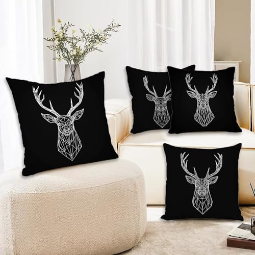 Housse de coussin 40x40 velours noir fermeture éclair cachée anti-usure