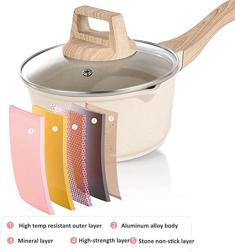 Miniatura 8 de ZLXDP Wok Set - Juego de sartén antiadherente de piedra para cocina olla de arroz caldera doble con tapa de vidrio sartén para freír