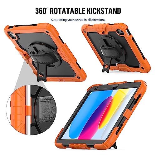SIBEITU Case for iPad 11th A16 2025 & 10th Generation 10.9 Inch 2022 with Screen Protector & Pencil Holder, Heavy Duty Shockproof Protective Cover W/Handle Shoulder Strap for iPad 11-inch/10th Gen