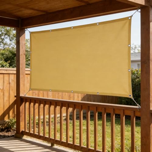 Voile ombrage rectangulaire jaune sable 110x180 cm imperméable polyester - 3