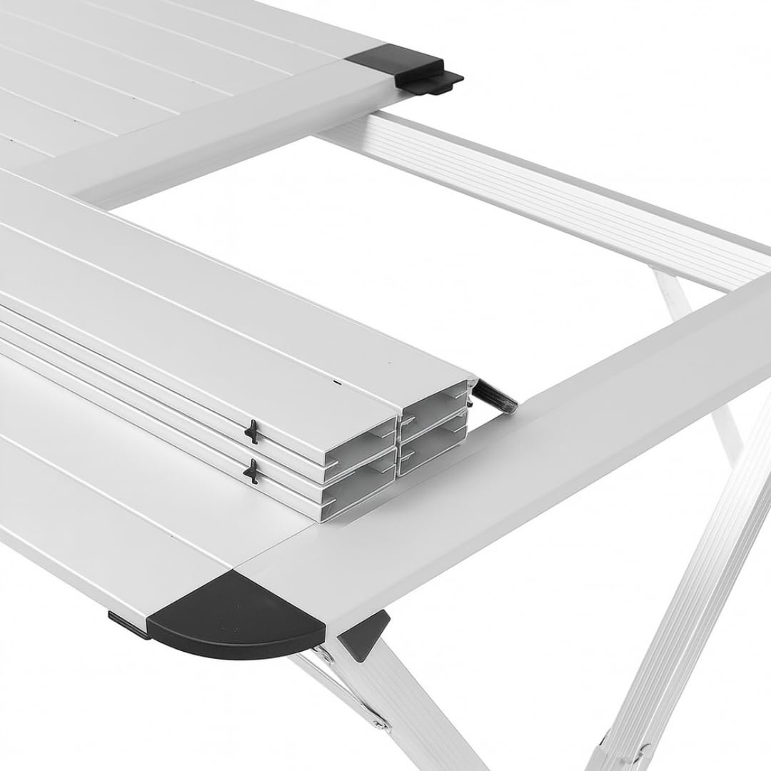 BERARDI B.INTERIORS Tavolo da Campeggio Pieghevole in Alluminio, 110x70 cm, Altezza Regolabile, 4 Persone