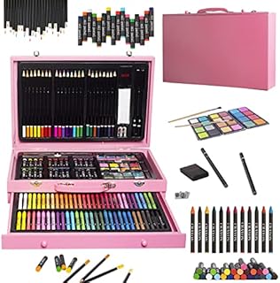 Art Set, SFSUMART 148 Pack Deluxe Art Supplies, Wooden Arts Crafts Drawing Painting