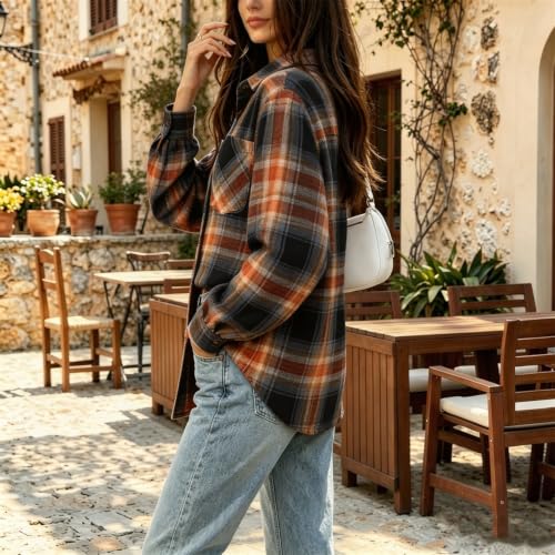 Button Down Shirts for Women Gingham Casual Long Sleeve Henley Shirts - image 7