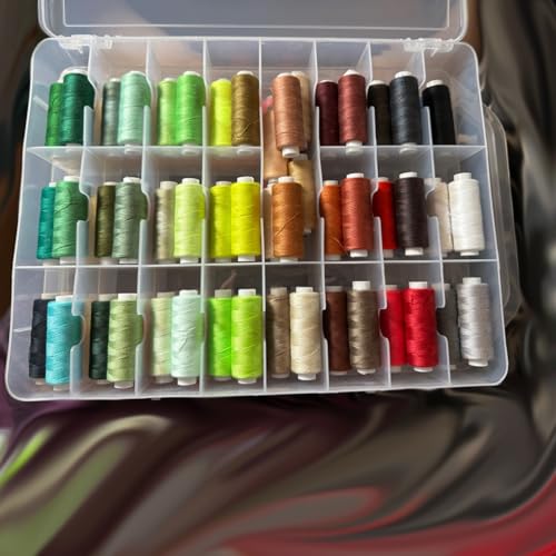 Image of 2 PCS 46 Grids Sewing Organizer, Double Sided Thread Box Storage,Small Clear Compartment Plastic Organizer Box for Embroidery Floss Sewing Threads Needles Beads Small Crafts