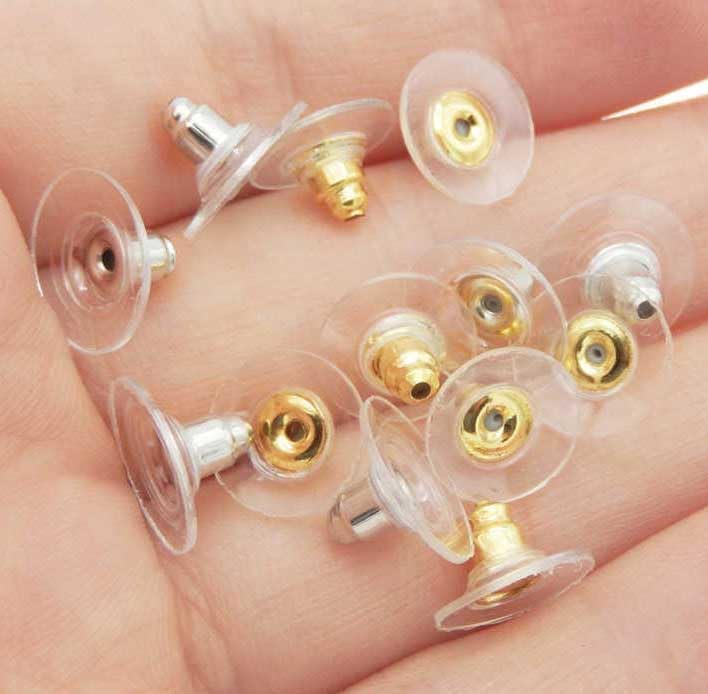 Image of Earring Back Stopper (200 Pcs) - Secure Metal Earring Backs with Rubber Grip for Studs & Heavy Earrings | Non-Slip Replacement Earring Stoppers (Gold & Silver Combo)