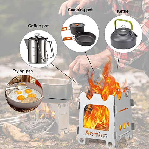 Aomiun Stainless Steel Camping Stove Outdoor Folding Stove Portable Ultralight Wood Stove Pocket Alcohol Stove With Alcohol Tray For Camping Hiking #TOP4
