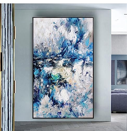 Grand tableau de salon abstrait toile 60x105cm avec cadre