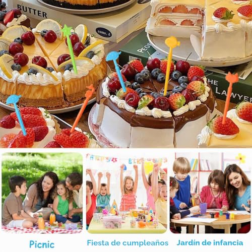Miniatura 5 de Thxfunarea 60 Piezas Finger Food Kids Mini Cartoon Bento Frutas Tenedores Palillos Comida Niños Cake Picks Accesorios Pinchos Dulces Adultos Postre Fruta Niños Halloween Christmas Party