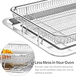 Air Fryer Basket, OPENICE 2 Set Air Fryer Basket and Tray for Oven, Stainless Steel Oven Crisper Tray and Pan for Crisping Fried, Chicken, Bacon - Large & Small