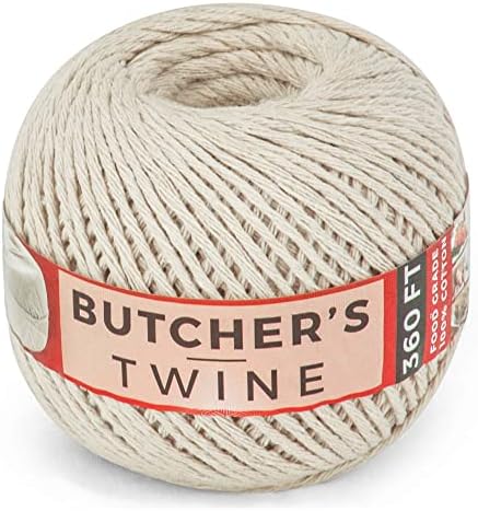 SteadMax Butchers Twine, 360 Feet, 2mm, 100% Natural Cotton Food Grade Cooking Bakers Twine, Durable Meat and Vegetable Tie, Easy Dispensing, 1 Pack