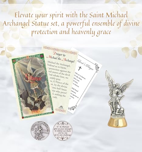 Estatua pequeña San Miguel Arcángel 3 pulgadas set 4 piezas miniatura 2