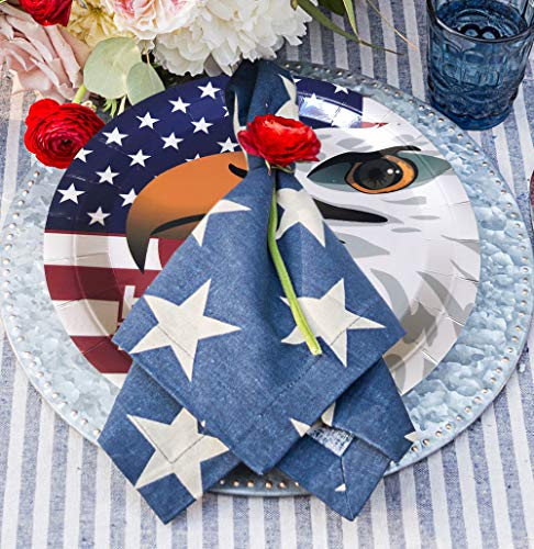 Labor Day Party Plates Decoration, Serves 24 Guests Patriotic Paper Plates Cups Party Supplies Usa Independence Day Disposable Plates Celebration Favor Round Dinnerware Plates Tableware Dishes Décor #TOP1