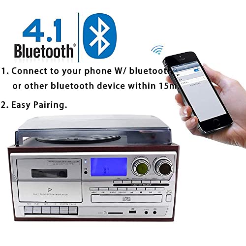 Tourne-Disque Bluetooth Tourne-Disque Vinyle Gramophone Vintage Enregistreur USB 3 Vitesses Multifonction CD Ra Chaque… - Les Beatles, Paul McCartney, John Lennon, RIngo Starr, George Harrison Tourne-Disque Bluetooth Tourne-Disque Vinyle Gramophone Vintage Enregistreur USB 3 Vitesses Multifonction CD Ra Chaque… – Image 4