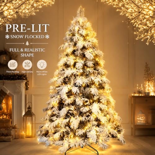 Skasii 7FT Prelit Flocked Artificial Christmas Tree - image 2